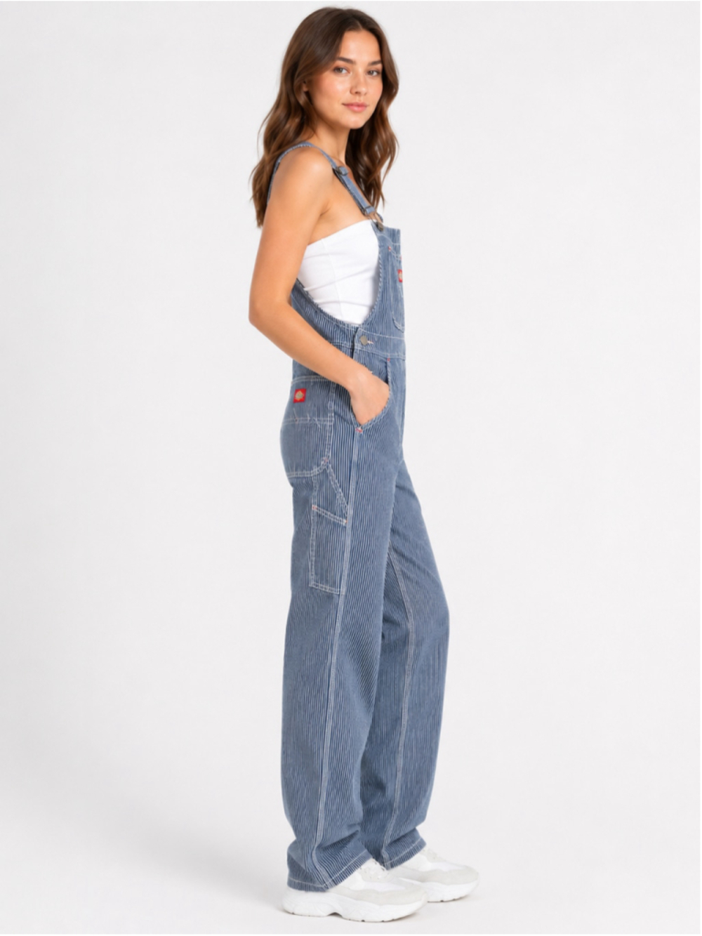 Dickies Hickory Stripe Denim Bib Overalls – Navy/White Railroad Stripe - Picture 2 of 10